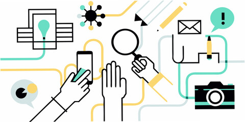 Creative process and idea generation with digital tools and communication elements