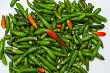 Indian Green chilli With White Background
