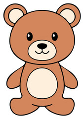 Fototapeta premium Cute Brown Teddy Bear with Cream Belly Cartoon Illustration for Children