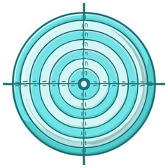 Light Blue Target with Concentric Rings and Crosshair for Games or Competitions; Illustration