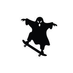 Black ghost riding skateboard skateboarding icon © dipu