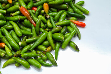 Indian Green chilli With White Background