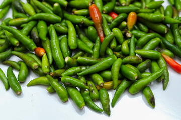 Indian Green chilli With White Background