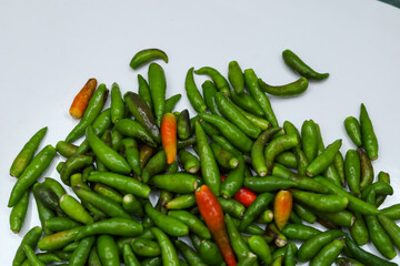 Indian Green chilli With White Background