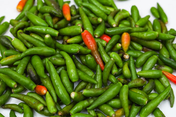 Indian Green chilli With White Background