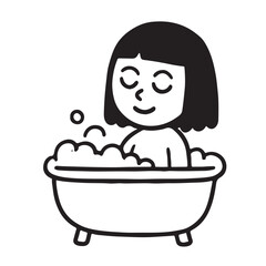 Cute girl enjoying a relaxing bubble bath