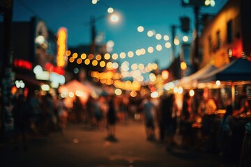 Fototapeta premium Blurred city street fair at night