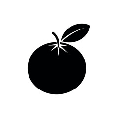 Simple yet elegant black and white graphic icon of an orange fruit