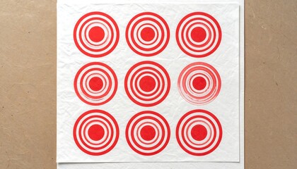 Red concentric circles on white fabric
