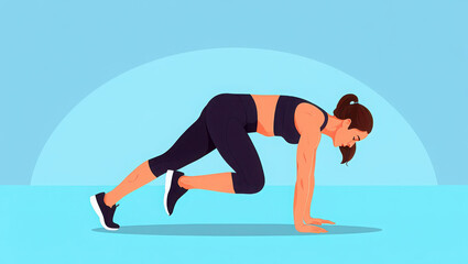 Woman doing mountain climbers exercise for fitness and cardio workout