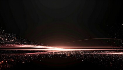 暗闇を切り裂く、ローズゴールドの光の線と煌めく粒子Generated image