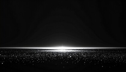 暗闇に浮かぶ、神秘的な光と煌めく粒子の広がりGenerated image