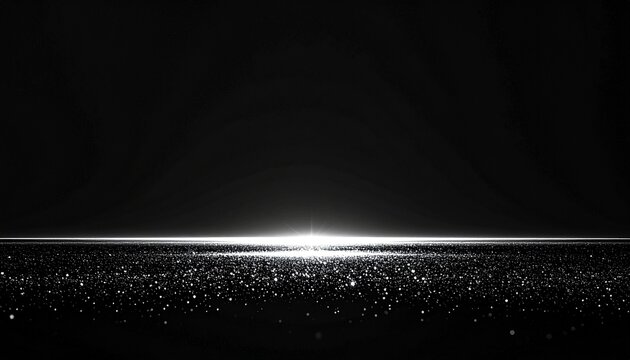 暗闇に浮かぶ、神秘的な光と煌めく粒子の広がりGenerated image