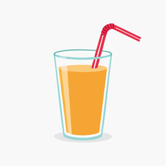 Refreshing orange juice in a clear glass with a red striped straw, perfect for a healthy lifestyle