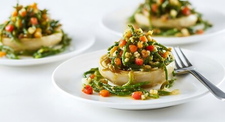 Artichoke hearts stuffed with fresh herbs and vegetables