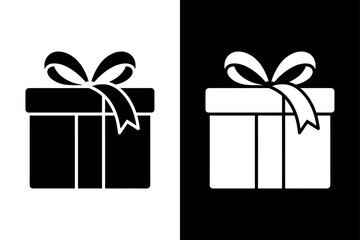 Simple Gift Box Vector Icon Silhouette Design on White Background