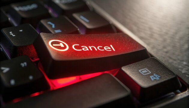 Close up of a cancel button on a black computer keyboard