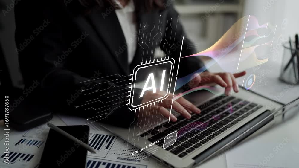 Poster ai assistant brain processor with llm technology, big data, machine learning, generative ai for busi