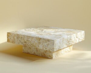 Sculpted Limestone Platform with Chiseled Details