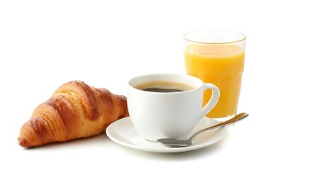 Fresh croissant coffee and orange juice breakfast