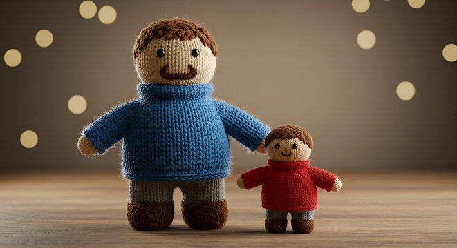 Knitted family figurines showcase love and togetherness with cozy charm