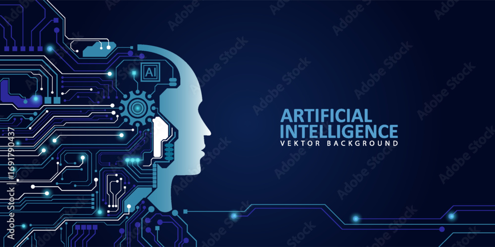 Aufkleber artificial intelligence abstract background, ai chipset on circuit board. technology concept design,