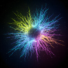 Vivid Color Explosion on Black Dynamic Abstract Design Concept