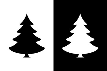 Classic Black Christmas Tree Silhouette with Star and Ornaments