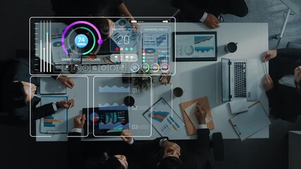 A modern workspace showcases a digital dashboard with analytics and data visualizations for smart home management, promoting collaboration and innovation in business settings. Raster - Powered by Adobe