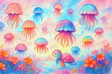 クラゲの幻想的な風景