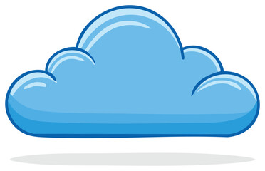 Stylized blue cartoon cloud graphic element. Simple weather icon or sky illustration.