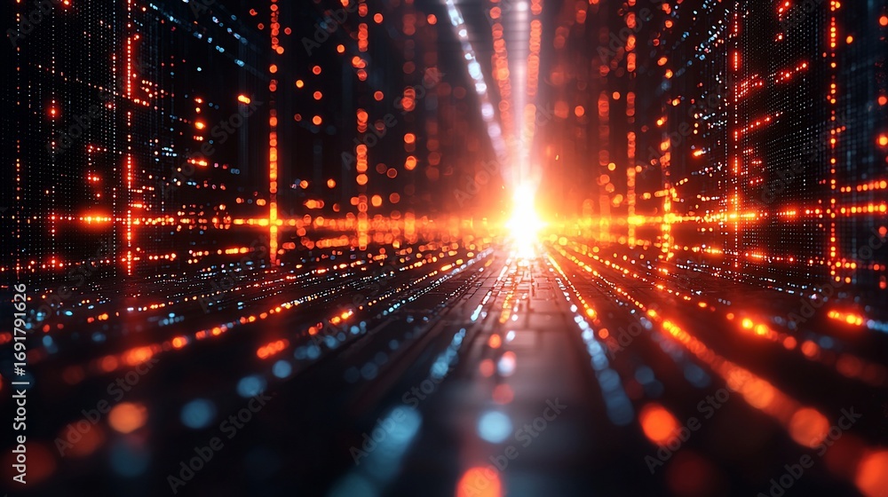 Aufkleber digital tunnel pathway with glowing data streams