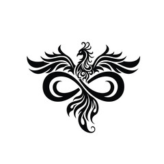Black phoenix infinity loop tribal design bird
