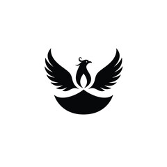Black phoenix diya flame icon silhouette
