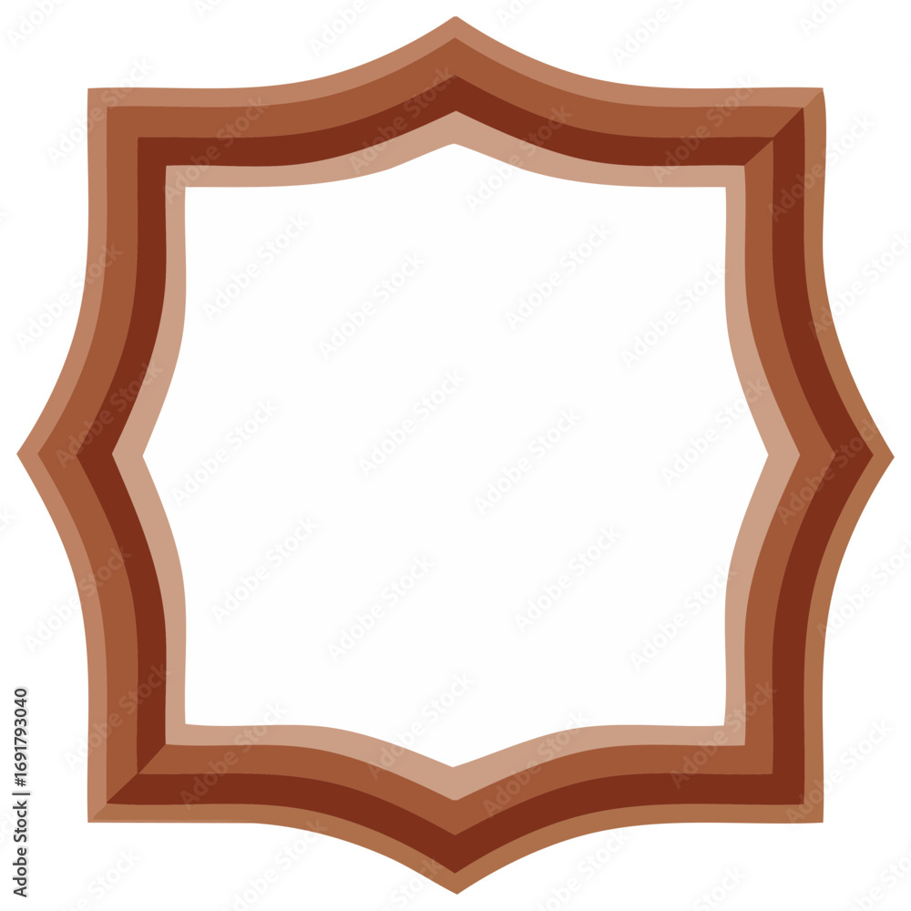 Aufkleber layered geometric frame in brown tones with decorative edges and empty center space for text or imag