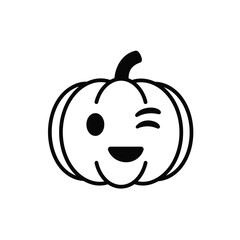 Pumpkin emoji wink face icon vector
