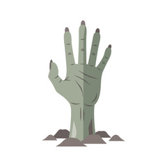 Creepy Zombie Hand Rising from the Grave, Perfect for Halloween-Themed Designs and Spooky Event Promotions, or a Zombie related horror movie poster.