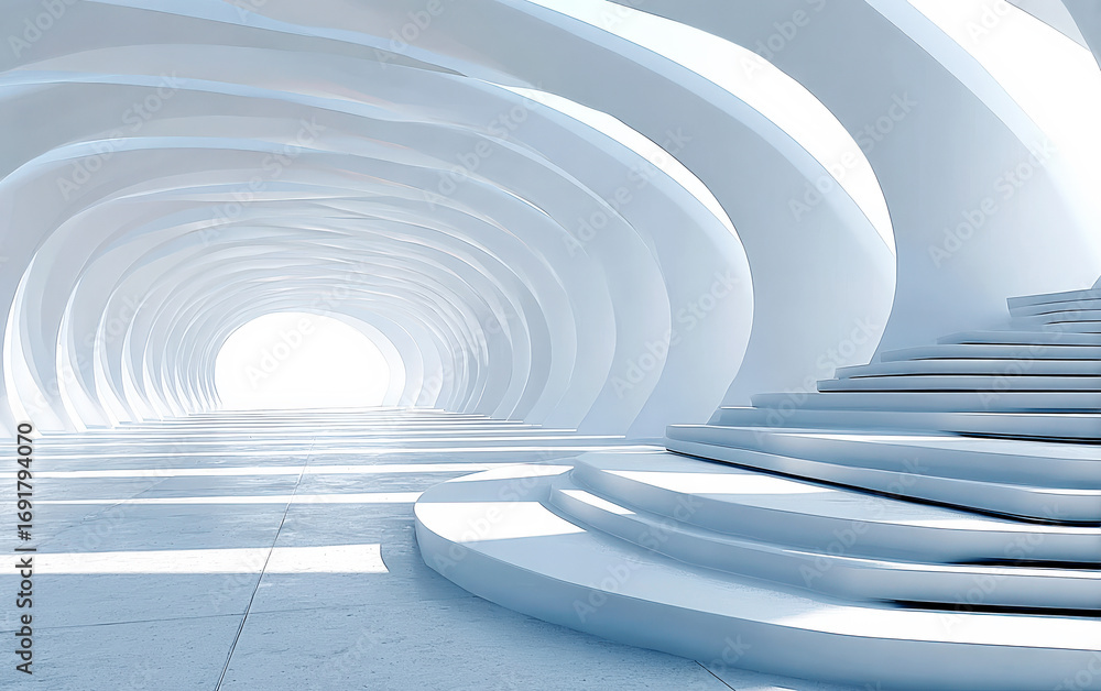 Aufkleber modern abstract curved architecture with light at the end