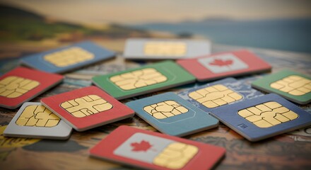 Sim cards scattered on surface