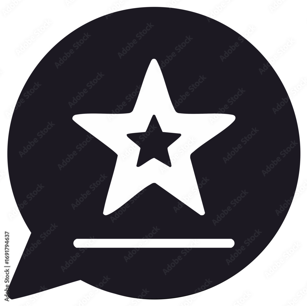 Poster star inside speech bubble icon for rating feedback or message notification