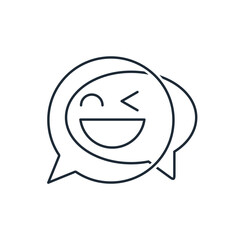 Cheerful, funny dialogue, conversation. Ease, pleasant communication. Vector linear icon isolated on white background.
