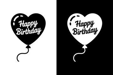 happy birthday balloon icon silhouette design