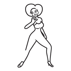 Beautiful Woman Doodle Black and White Illustration with Elegant Line Art and Artistic Hand Drawn Style