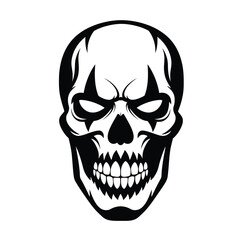 Scary skull face with sharp teeth and glowing eyes