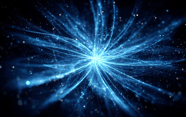 Vibrant Blue Abstract Burst with Radiating Light Effects