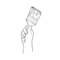 line drawing of a hand holding a brush