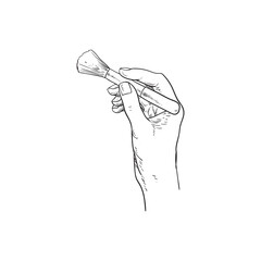 line drawing of a hand holding a brush