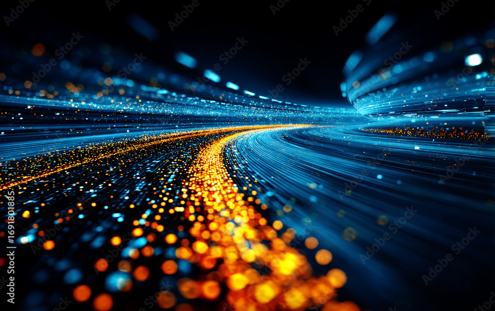 Aufkleber dynamic light streams representing high-speed data transmission
