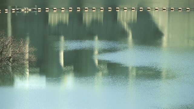 Gunma, Japan - September 7, 2025: View of Yamba Dam from upstream side in Gunma, Japan
