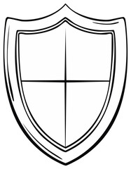 Classic heraldic shield emblem outline illustration for security protection concepts